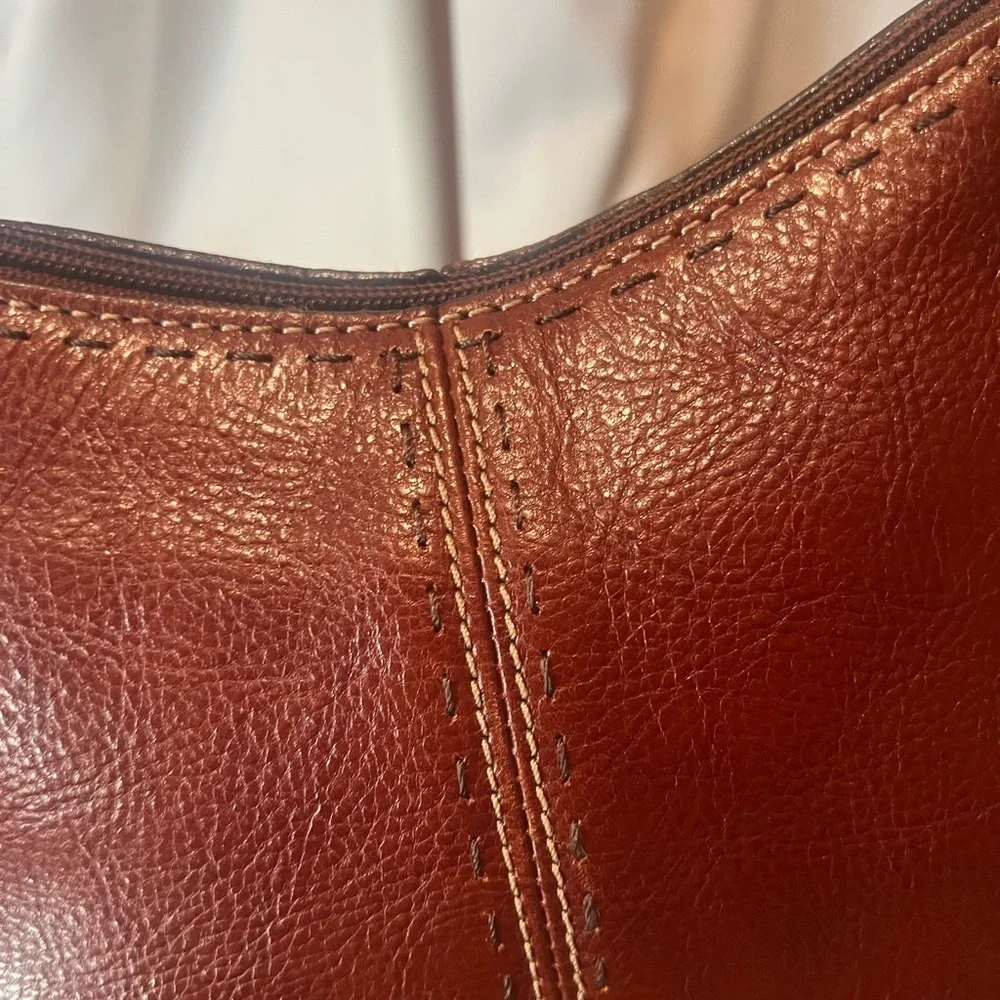 Fossil Vintage Rich Brown Leather Bag with Key Charm